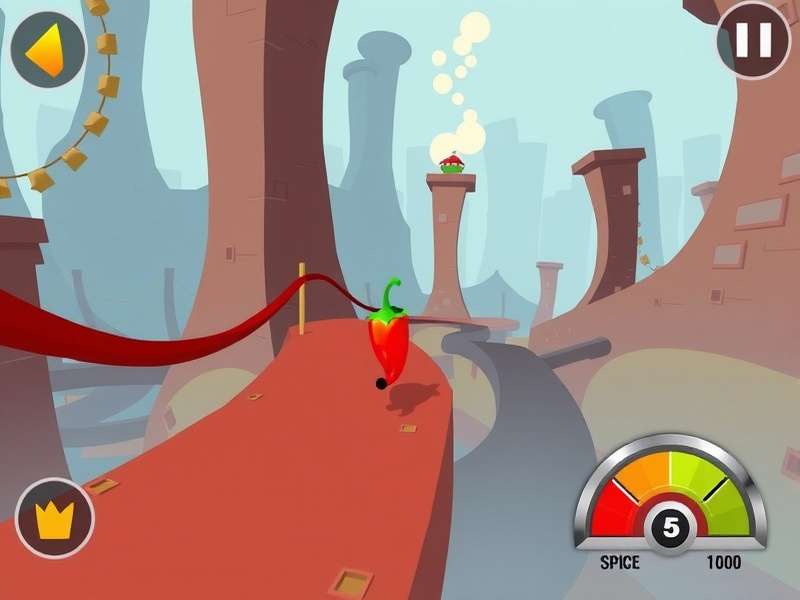 Hot Foot Pepper game screenshot showing a character running through a spicy obstacle course